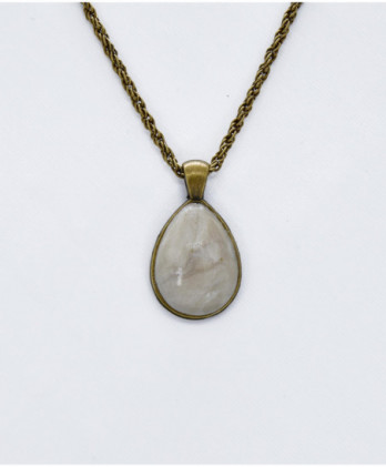 Μενταγιόν Vintage λευκό δάκρυ