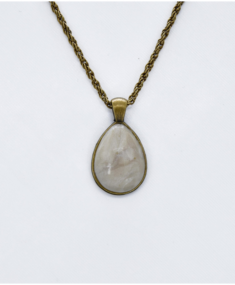 Μενταγιόν Vintage λευκό δάκρυ