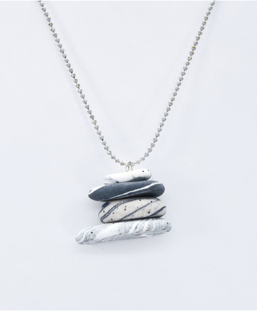 Μενταγιόν απομίμηση βότσαλων γκρι