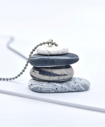 Μενταγιόν απομίμηση βότσαλων γκρι