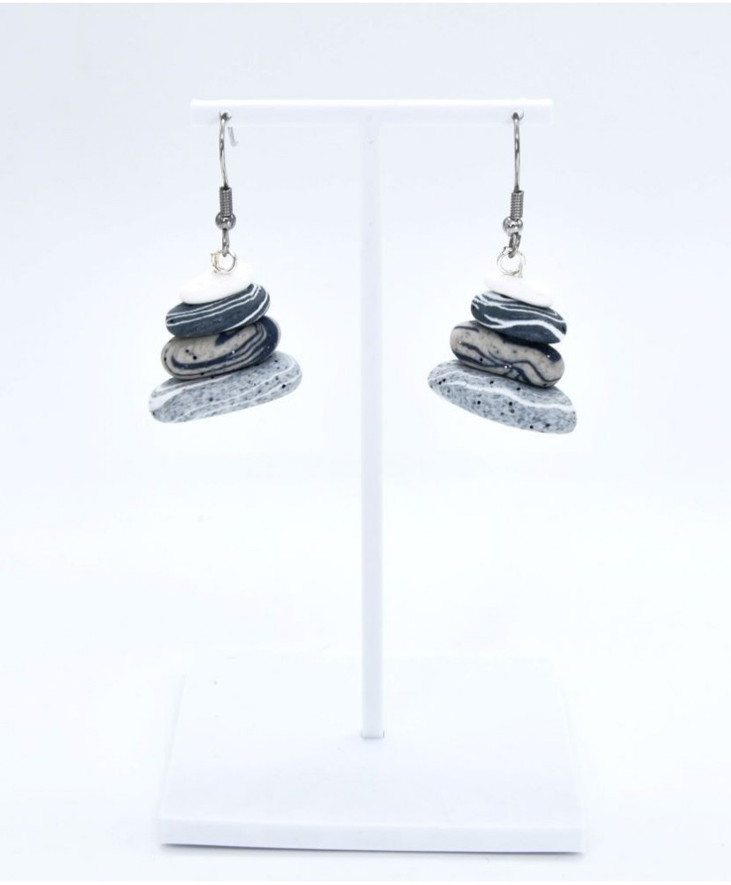 Σκουλαρίκια απομίμηση βότσαλων γκρι