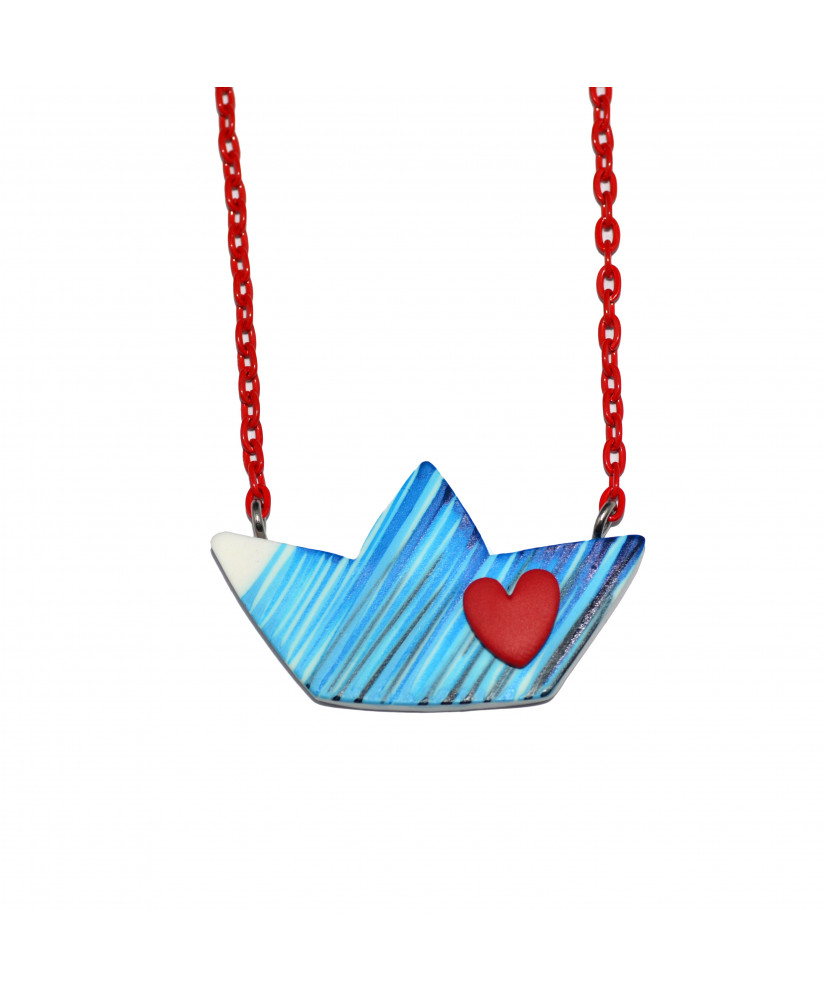 Κολιέ καραβάκι με καρδούλα