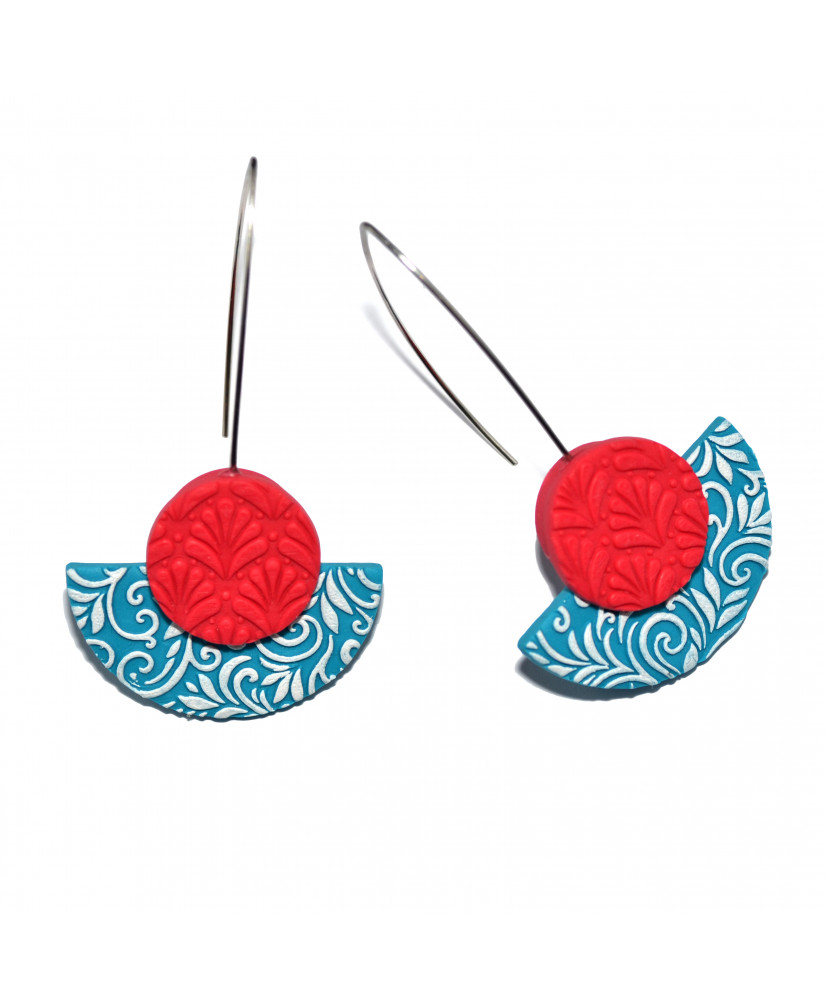 Σκουλαρίκια κρεμαστά κοραλί τυρκουάζ