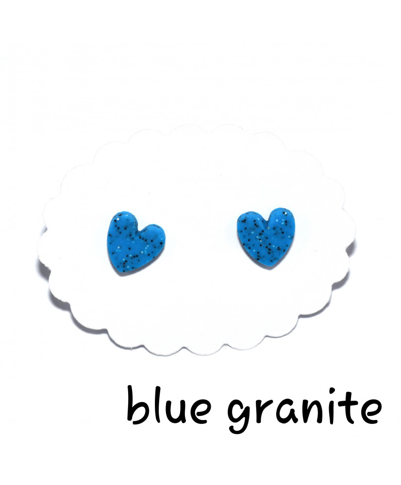 Σκουλαρίκια καρδούλες μπλε γρανίτης
