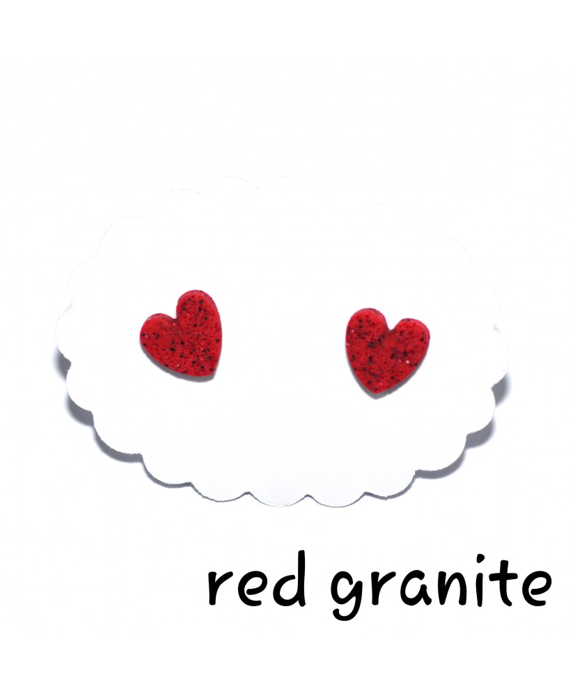 Σκουλαρίκια καρδούλες κόκκινο γρανίτης
