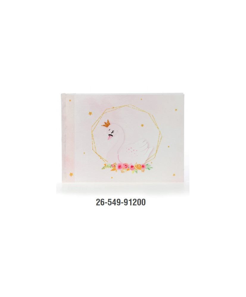 Βιβλίο Eυχών Bάπτισης Για Κορίτσι Με Θέμα Κύκνο Με Κορώνα