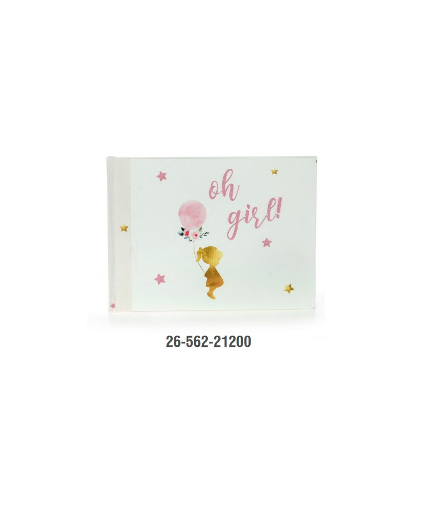 Βιβλίο Eυχών Bάπτισης Για Κορίτσι Με Θέμα Κοριτσάκι Με Μπαλόνι Και Αστέρια