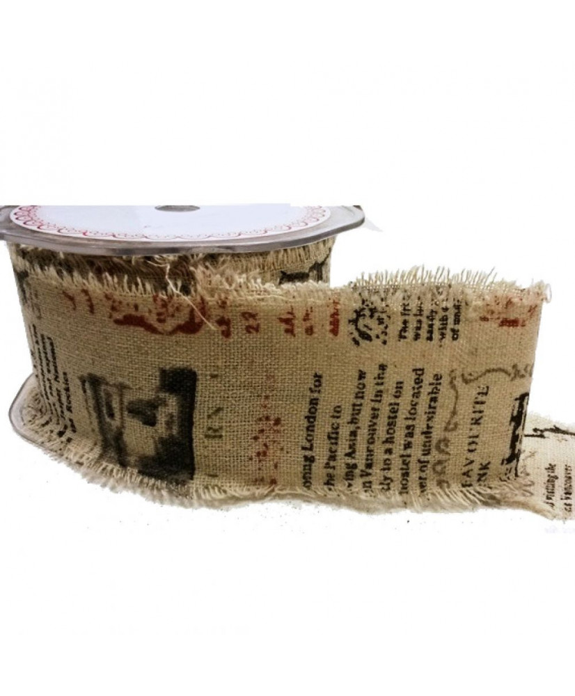 Κορδέλα Με Ξέφτια Αντικέ Και Γράμματα Απο Εφημερίδα 10μ