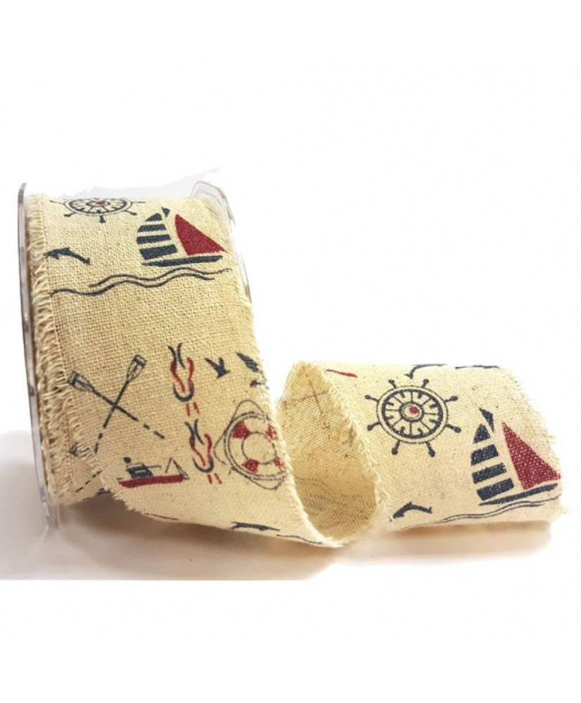 Κορδέλα Με Ξέφτια Και Ναυτικά Σχέδια 10μ