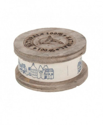 Κορδέλα Απο Ύφασμα Με Σχέδια Μπλε Σπιτάκια 3μ