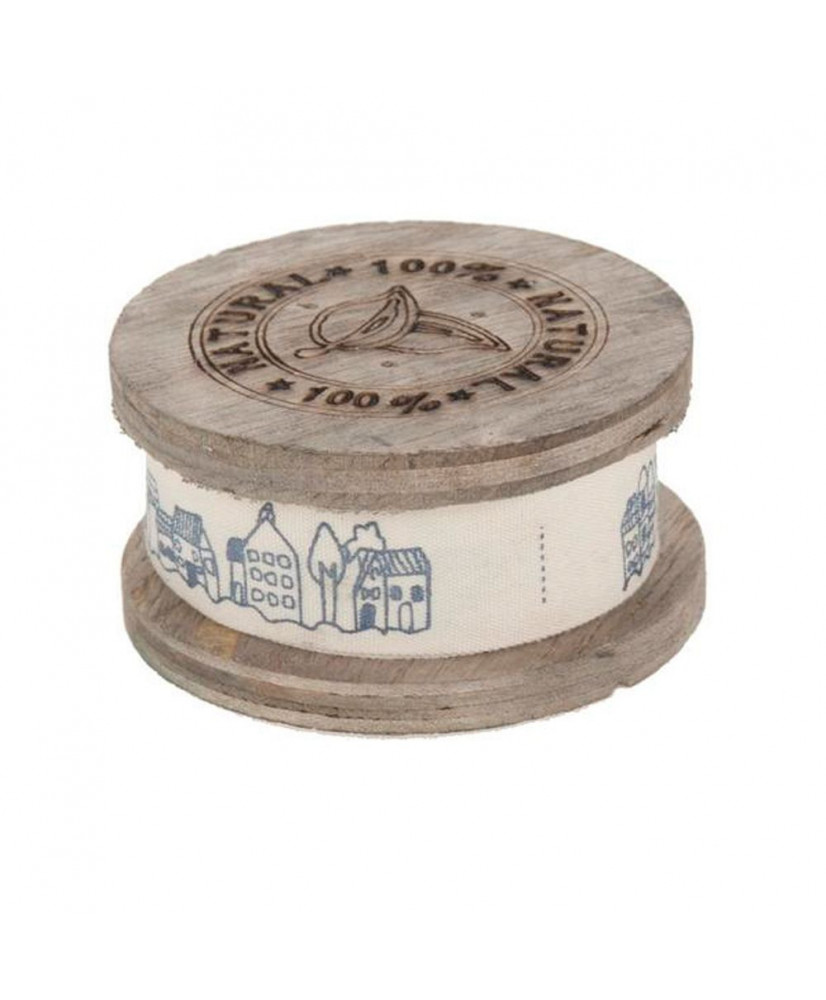 Κορδέλα Απο Ύφασμα Με Σχέδια Μπλε Σπιτάκια 3μ