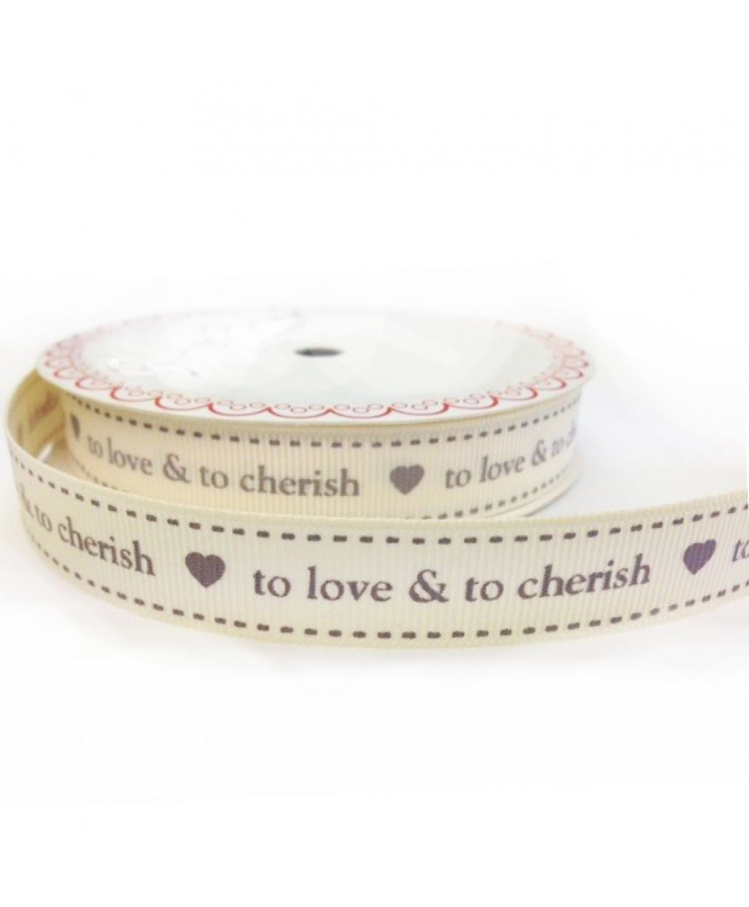 Κορδέλα Σε Ιβουάρ Χρώμα Με Μήνυμα To Love & To Cherish 25μ