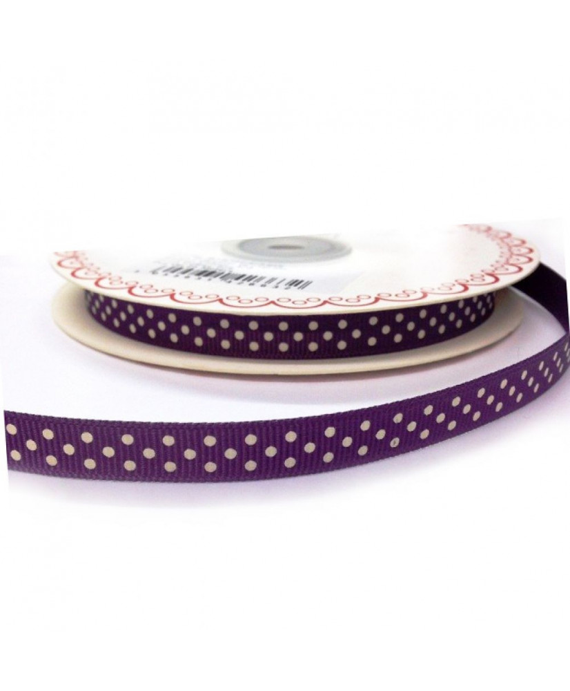 Κορδέλα Σε Χρώμα Αμέθυστος Με Ιβουάρ Πουά 25μ