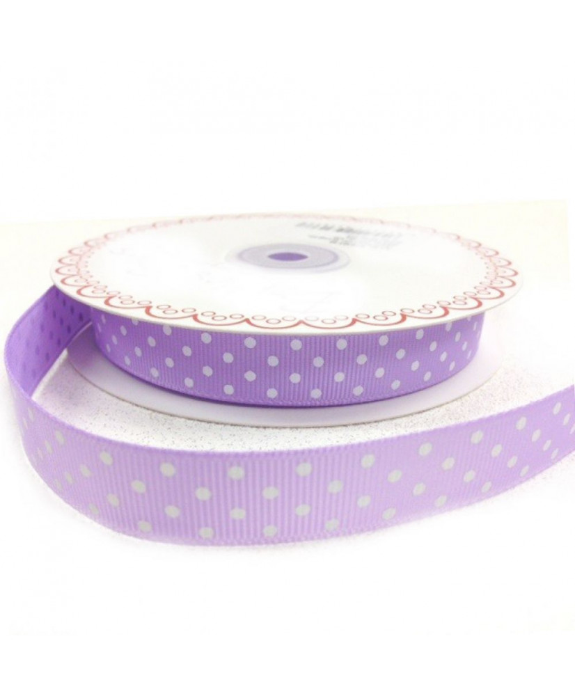Κορδέλα Σε Λιλά Χρώμα Με Λευκά Πουά 25μ