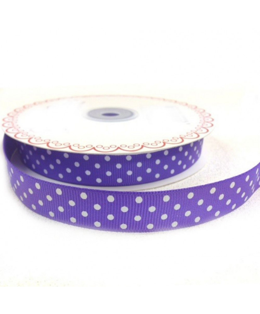 Κορδέλα Σε Μωβ Χρώμα Με Λευκά Πουά 25μ