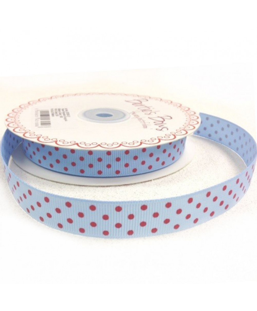 Κορδέλα Σε Μπλε Χρώμα Με Κόκκινα Πουά 25μ