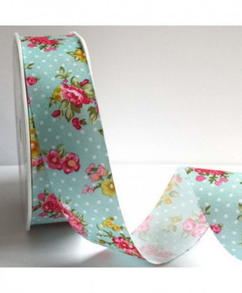 Κορδέλα Φλοράλ Με Μπλε Πουά...