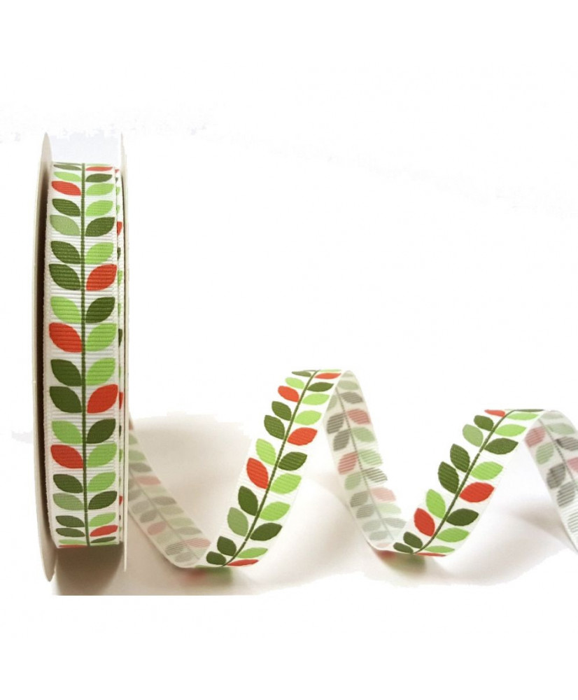 Κορδέλα Γκρο Με Σχέδιο Κληματόφυλλα 25μ.