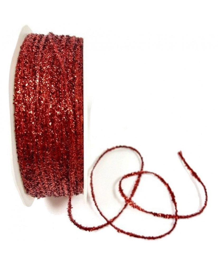Κορδέλα Απο Κορδόνι Κόκκινη Με Γκλίτερ 50μ
