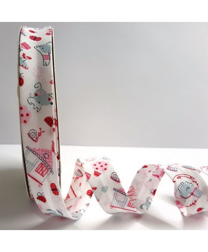 Κορδέλα Βαμβακερή Με Σχέδιο Pink Happy Farm 25μ