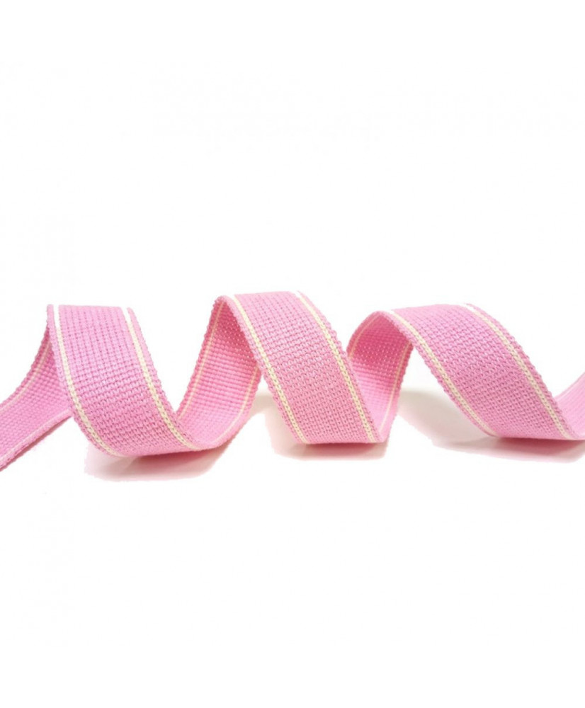 Κορδέλα Βαμβακερή Ούγιας Ιμάντας Σε Ροζ Χρώμα 15μ