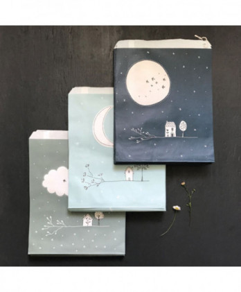 Σακουλάκια Σε Μπλε Navy Χρώμα Με Σχέδιο Πανσέληνο 20,4x27,1x3εκ