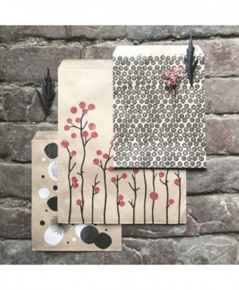 Σακουλάκια Σε Καφέ Χρώμα Με Σχέδιο Κόκκινα Berries 20,4x27,1x3εκ