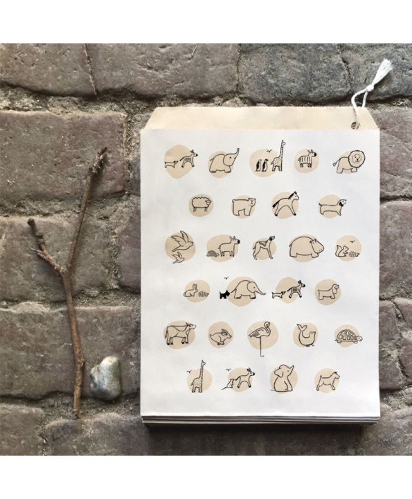 Σακουλάκια Σε Καφέ Χρώμα Με Σχέδιο Ζωάκια 20,4x27,1x3εκ