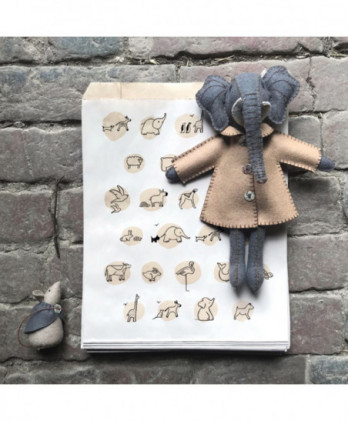 Σακουλάκια Σε Καφέ Χρώμα Με Σχέδιο Ζωάκια 20,4x27,1x3εκ