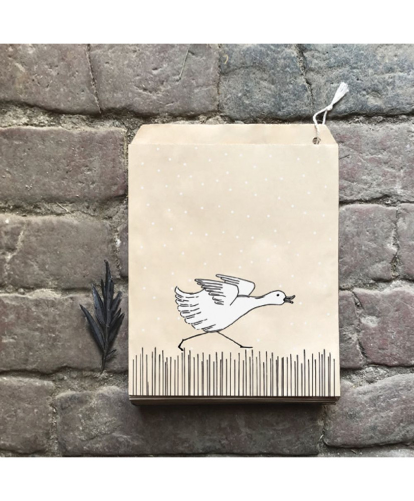 Σακουλάκια Μικρά Σε Καφέ Χρώμα Με Σχέδιο Πάπια 15x18x3εκ