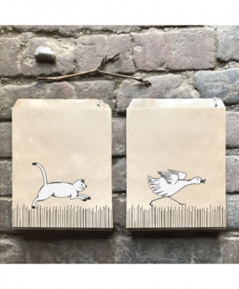 Σακουλάκια Μικρά Σε Καφέ Χρώμα Με Σχέδιο Πάπια 15x18x3εκ