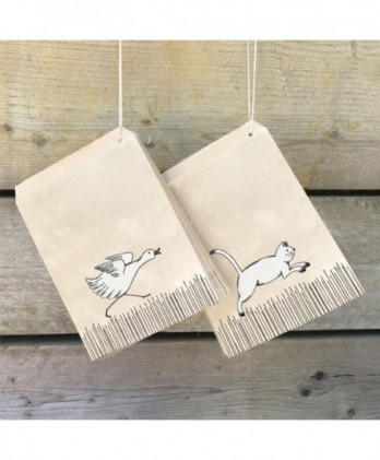 Σακουλάκια Μικρά Σε Καφέ Χρώμα Με Σχέδιο Πάπια 15x18x3εκ