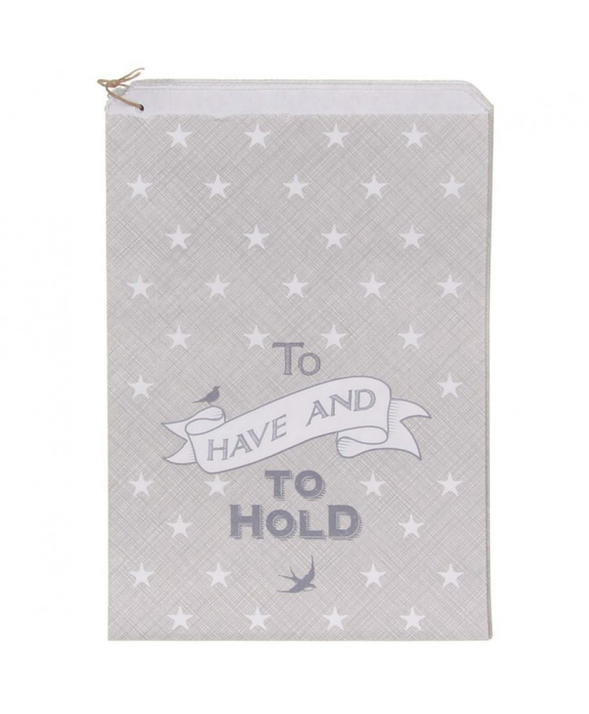 Σακουλάκια Σε Γκρι Χρώμα Με Σχέδιο Αστεράκια Λευκά Και Μήνυμα To Have & To Hold 17,5x25εκ