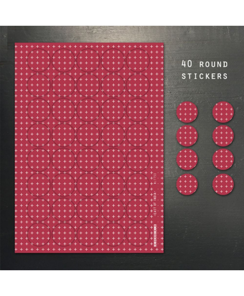 Αυτοκόλλητα Στρογγυλά Με Κόκκινο Φόντο Και Σχέδιο Μικρούς Σταυρούς