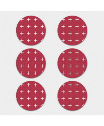 Αυτοκόλλητα Στρογγυλά Με Κόκκινο Φόντο Και Σχέδιο Μικρούς Σταυρούς