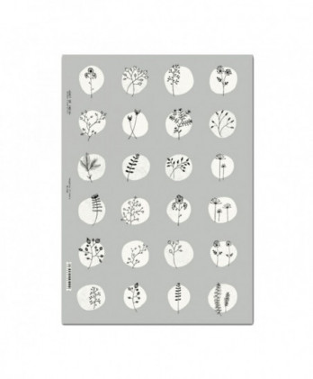 Αυτοκόλλητα Στρογγυλά Με Κλαδιά Σε Γκρι Και Λευκό Φόντο