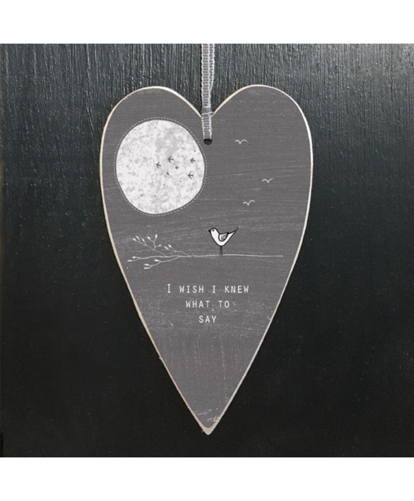 Ετικέτα καρδιά Σε Γκρι Χρώμα Με Μήνυμα Wish I knew what to say…
