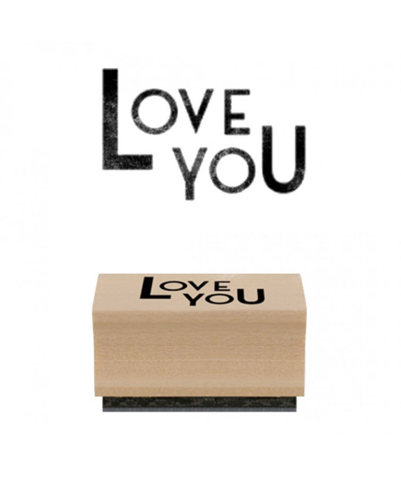Σφραγίδα Ξύλινη Χειροποίητη Από Καουτσούκ Και Μήνυμα Love you