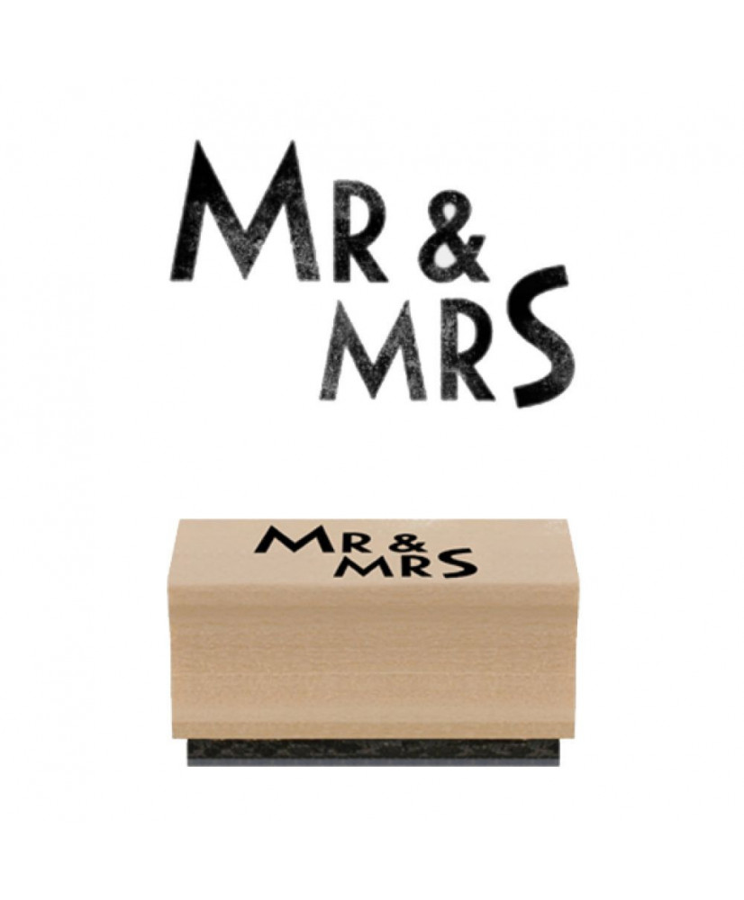 Σφραγίδα Ξύλινη Χειροποίητη Από Καουτσούκ Και Μήνυμα Mr & Mrs