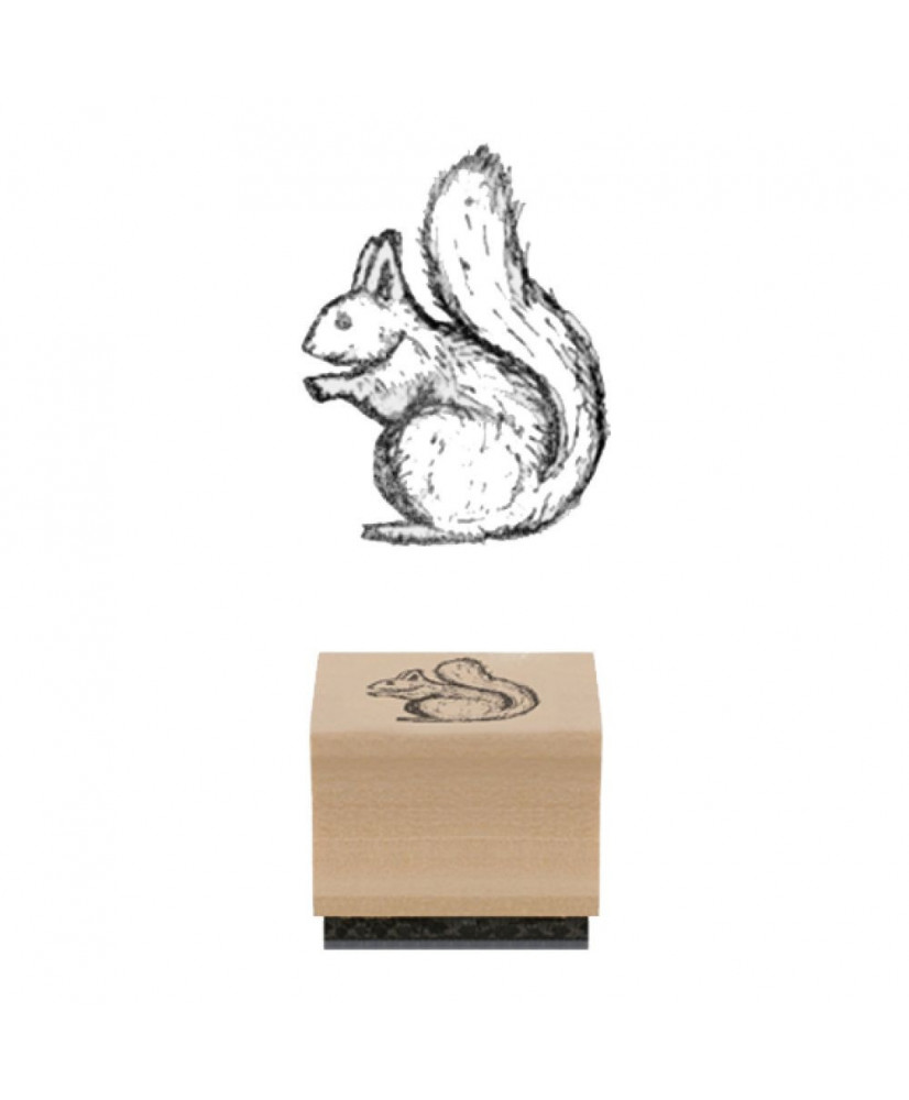Σφραγίδα Ξύλινη Χειροποίητη Από Καουτσούκ Και Σχέδιο Σκίουρος
