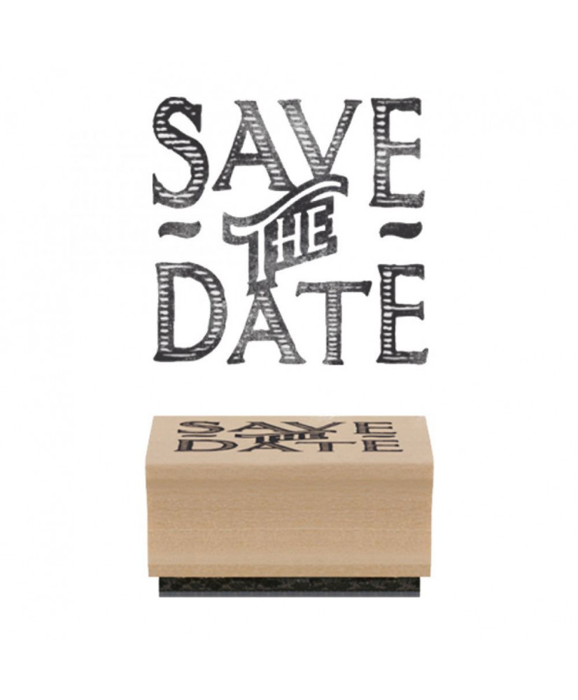 Σφραγίδα Ξύλινη Χειροποίητη Από Καουτσούκ Και Μήνυμα Save the date