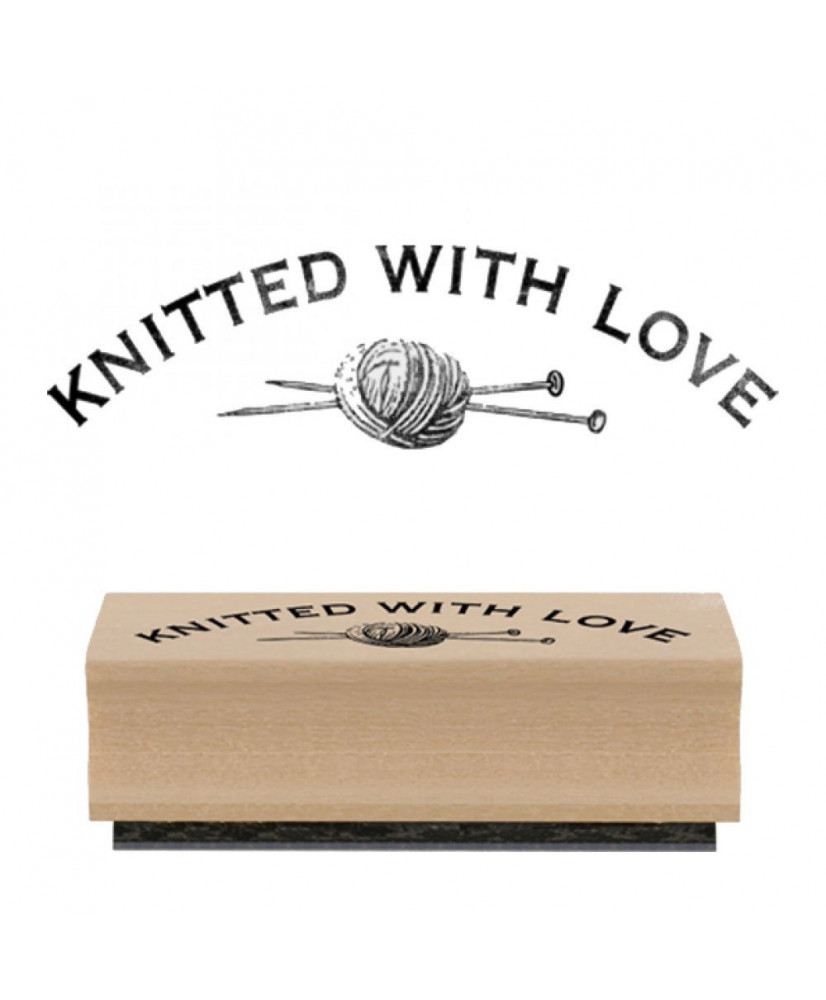 Σφραγίδα Ξύλινη Χειροποίητη Από Καουτσούκ Και Μήνυμα Knitted wih love