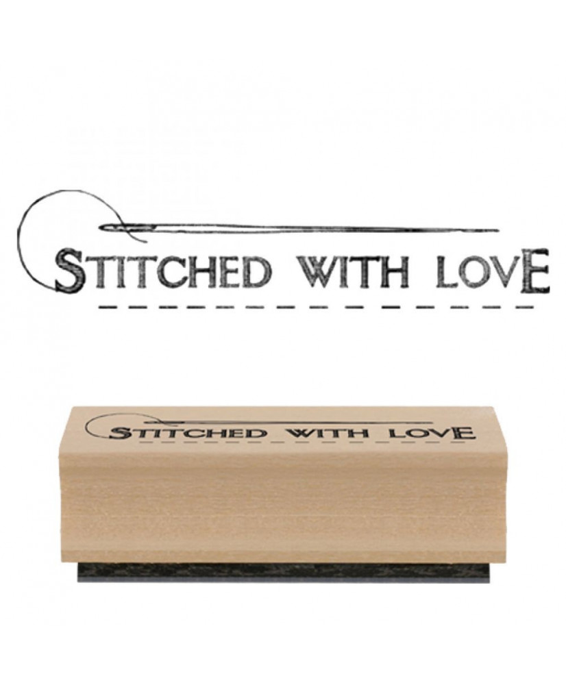 Σφραγίδα Ξύλινη Χειροποίητη Από Καουτσούκ Και Μήνυμα Stitched with love