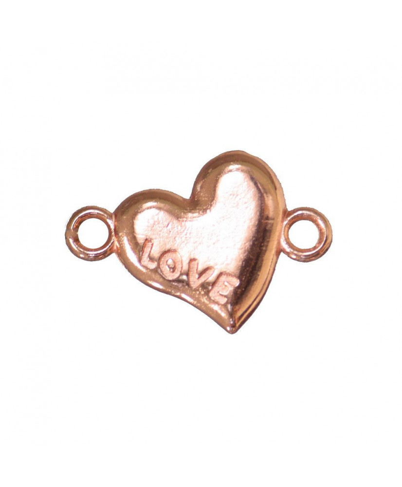 Βότσαλο Καρδιά Μεταλλική Με Μήνυμα Love Και Ροζ Χρυσό Χρώμα