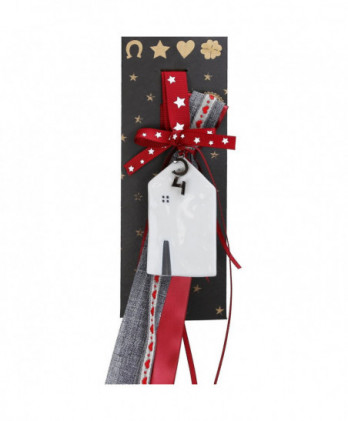 Γούρι Με Πορσελάνινο Μεσαίο Σπίτι Λευκό