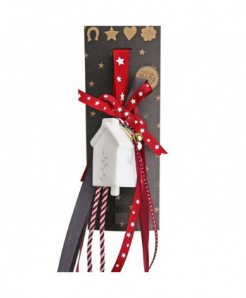 Γούρι Καμπάνα Σπίτι Από Πορσελάνη Με Χρυσό Κλειδί