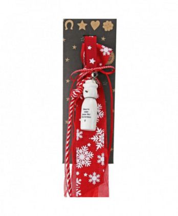 Γούρι Με Πορσελάνινο Στολίδι Χιονάνθρωπος