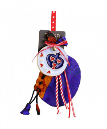 Γούρι Με Κεραμικό Στολίδι Ρόδι Μπλε