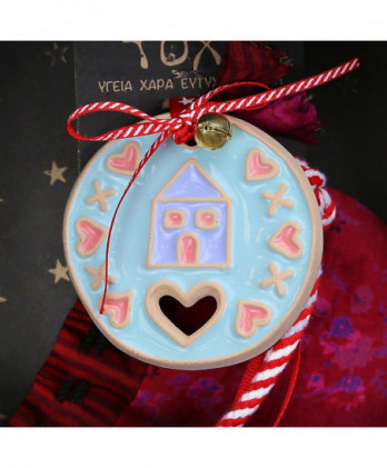 Γούρι Με Κεραμικό Στολίδι Σπίτι Παστέλ