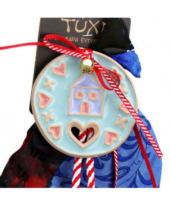 Γούρι Με Κεραμικό Στολίδι Σπίτι Παστέλ